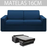 Canapé convertible - ITALIAN SPIRIT - MIDNIGHT - Tissu bleu - Couchage 140cm - Matelas 16cm