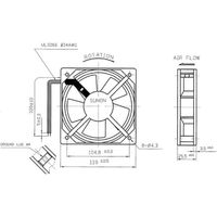 Fan Ventilateur 230V AC 14W 120x120x25mm 79,8m³/h 1700U/Min 79,8m³/h Sunon DP203AT2122LBL