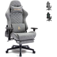 Symino Gaming Chair - Chaise de Bureau Ergonomique Design Racing, Cuir PU Rétro, Chaise de jeu Avec Repose-Pieds,Gris