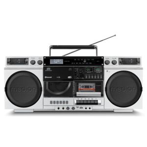 Retro boombox ghetto blaster anticuado receptor de radio portátil con grabadora de cassette de