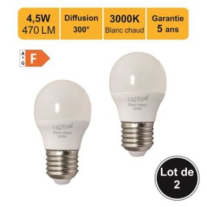 AMPOULE - LED Lot de 2 ampoules LED E27 4W 330Lm 3000K - garantie 5 ans