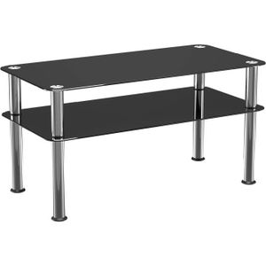 TABLE BASSE Table Basse - Marque - Chromée et Noire avec Étagè