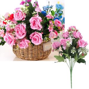 FLEUR ARTIFICIELLE Atyhao bouquet artificiel Fleurs roses artificielles Faux fleurs en plastique de simulation pour la décoration de jardin à la