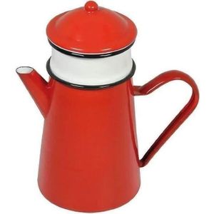 Cafetière Conique Ibili 1L - Acier Émaillé Vitrifié Blanc - Style Rétro