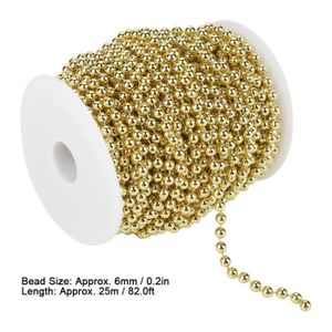 GUIRLANDE DE NOËL PAR- Fil de perle de 25m/rouleau, guirlande de perles en fil électroplacé, décoration de mariage DIY 6mm (doré)