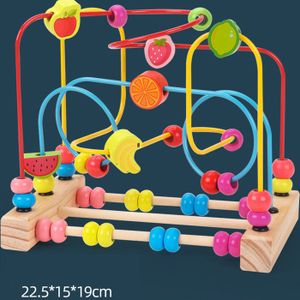 BOULIER CONFO Circuit à Boule Enfant Boulier Montessori en Bois Jeux de Labyrinthe Fruit Perles Jouet Creatif Cadeau d'anniversaire Noël Fêt