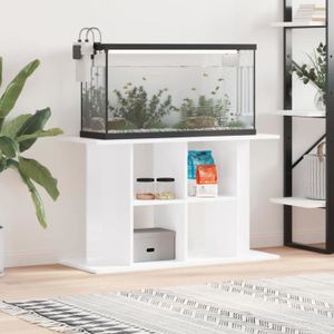 SOUS MEUBLE Support d'aquarium blanc brillant 100x40x60cm bois