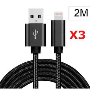 CÂBLE TÉLÉPHONE X3 Cable Metal Nylon Renforce Chargeur USB Couleur