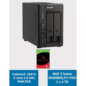SERVEUR STOCKAGE - NAS  QNAP TS-253E 8GB Serveur NAS 2 baies IRONWOLF PRO 8To (2x4To)