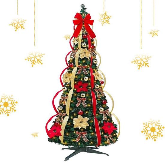 NAIZY 240cm Sapin De Noël Avec éclairage Artificiel PVC Avec Chaîne Lumineuse 400 LED Et Trépied