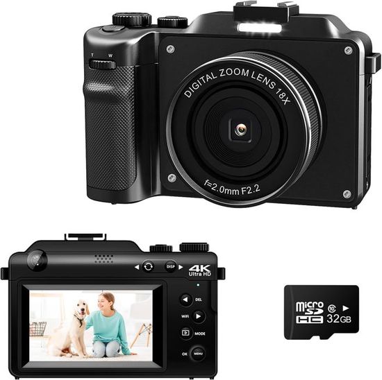 Appareil Photo Numérique 1080P, Zoom Numérique 18X, Caméra