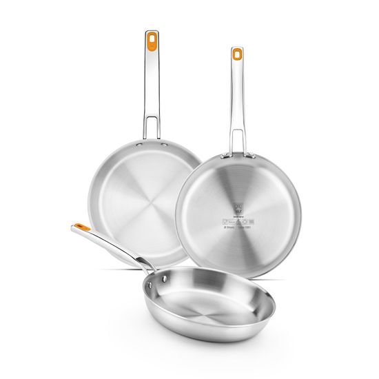 BRA Signature Poêle profonde 20 cm, acier inoxydable 18/10, sans adhésif, triple fond, diffuseur, convient pour tous types de cuisinières et induction