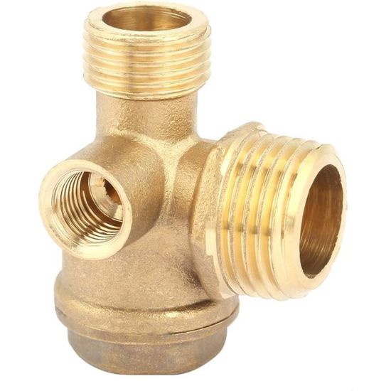 Connecteur Clapet Anti-Retour Compresseur 3 Ports Filetés Mâles 20x16x10mm Laiton