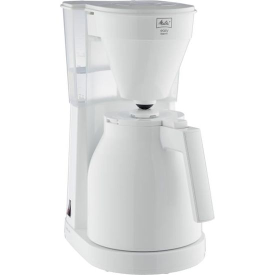 Melitta Easy Therm II 1023-05 Blanc - Cafetière - Thermo-pot à commande à une main, réservoir d'eau transparent -Blanc