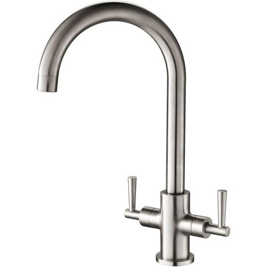 itigeur de lavabo laiton brossé 1 trou 2 poignées rétro H 26c pour salle de bains