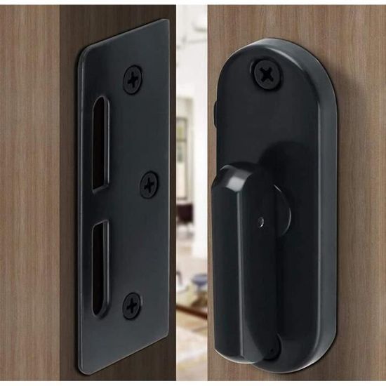 Serrure Noire Mate Pour Porte Coulissante – 90° Sans Clé, Pour Porte De Grange, Alliage De Zinc