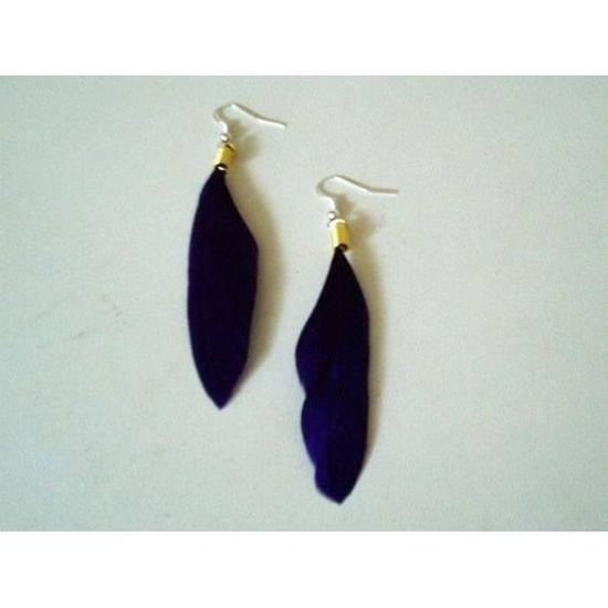 Boucles D'oreilles Pendantes Violette - Verre Plaqué Argent - Dormeuses - Neuf Avec étiquettes