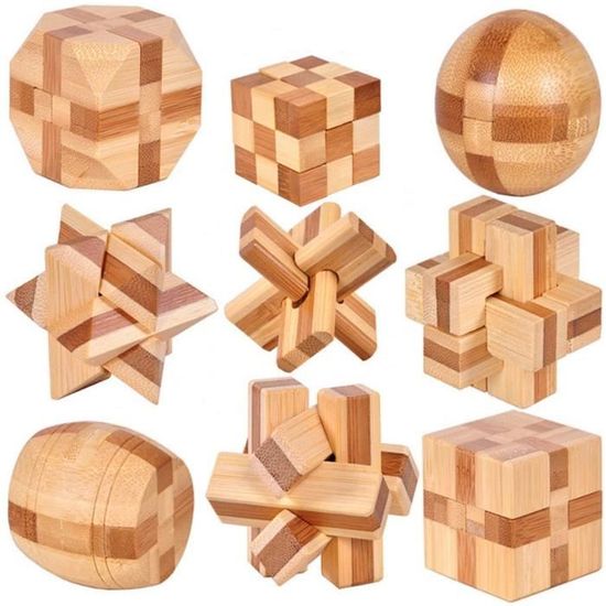 Puzzle 3D en bois MARSEE - 9 pièces - Casse-tête éducatif pour enfant et adulte