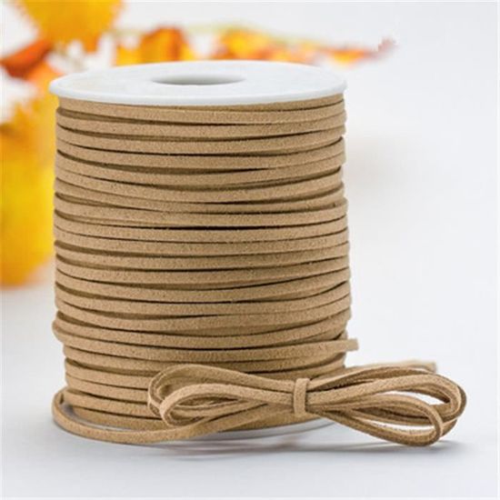 Rouleau Cordon Cuir Daim Synthétique – 50 M X 3 Mm, Marron – Parfait Bijoux DIY, Bracelets, Emballage Cadeaux