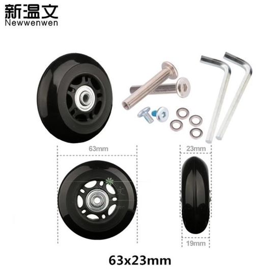 2 Roues De Rechange Pour Valise - Diamètre Extérieur 80 Mm, Intérieur 6 Mm - Axe 40 Mm - En Caoutchouc Et Métal - Noir