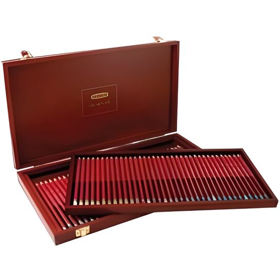 Coffret Mallette Artiste En Bois Avec 40 Crayons Et Pastels - Loisirs Créatifs, Neuf