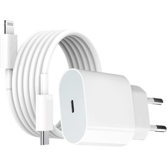 Chargeur iphone - [Apple MFi Certifié] - Chargeur Rapide PD 20W usb c avec  cable 6FT C vers