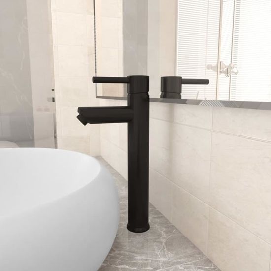 9507CHIC- Mitigeur de lavabo Moderne - Mitigeur salle de bain - Pour vasque et lavabo Noir 12x30 cm