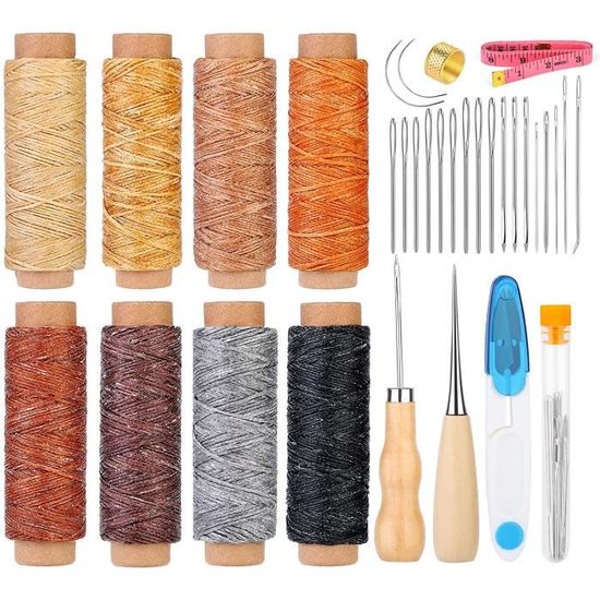 Kit De Couture 30 Pièces Pour Cuir, Kit De Réparation De Tapisserie D'ameublement Avec Fil