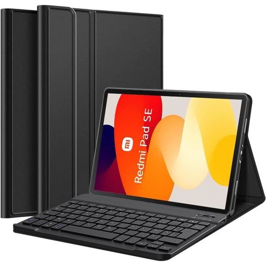 Clavier Bluetooth AZERTY Français Pour Xiaomi Redmi Pad 2 (11 Pouces) 2025 – Étui De Protection Intégré – Angle Réglable – Verre Trempé Inclus