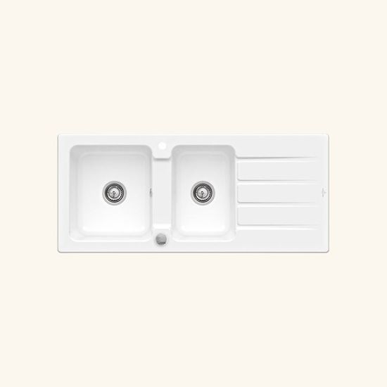Villeroy & Boch O.novo Évier Double, 510 X 795 X 220 Mm, Blanc, Avec Trop-plein