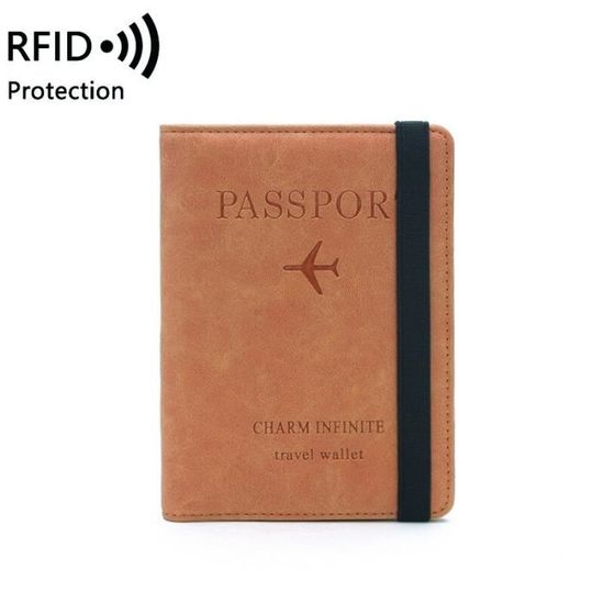 Étui Passeport Cuir Synthétique - Imprimé Hiéroglyphes Égypte - 16,5 Cm, Noir, Avec Poche Cartes