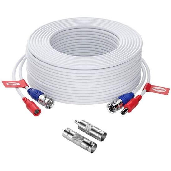 ZOSI 30 m Câble Coaxial Vidéo BNC Rallonge Extension pour Le Système de Surveillance Domestique