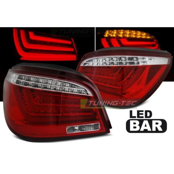 Paire de feux arriere BMW serie 5 E60 LCI 07-10 LED BAR Rouge blanc