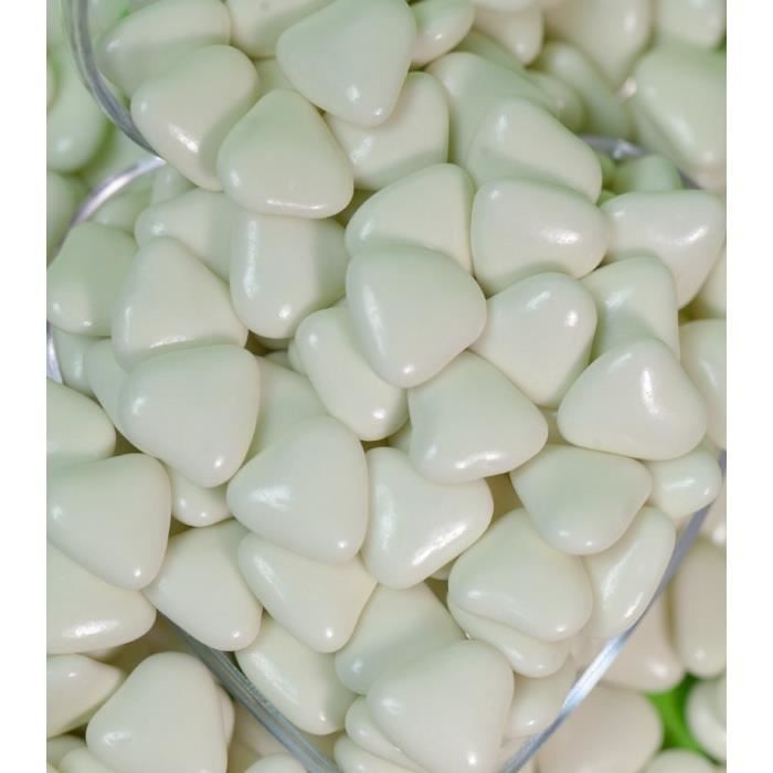 1 kilos Dragées Petit Coeur Chocolat - Blanc