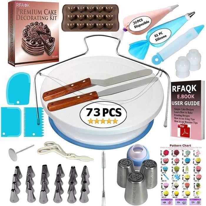 73 Pièces Poche à Douilles Moule de Décoration de Gâteau,Outils Ustensiles de Pâtisserie DIY Kits pour Décoration de Gâteaux