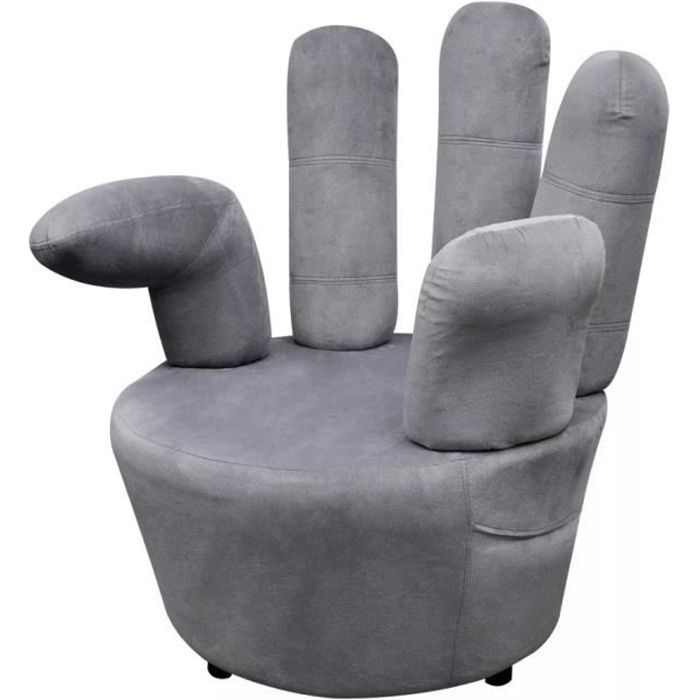 Fauteuil Design Velours : Style Moderne - En Forme De Main Ergonomique - Édition Limitée - Gris De Jour - 73,5*73,5*95 cm