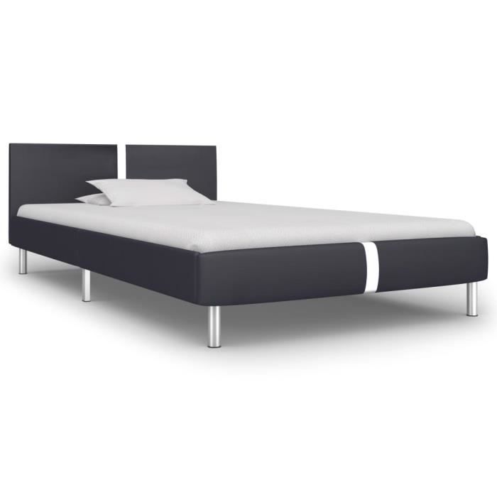 Shop-2842Bel Cadre de lit Sommier à Lattes Design & Confortable- Lit Adulte Scandinave Contemporain - Lit 2 Places Lit Double Noir S