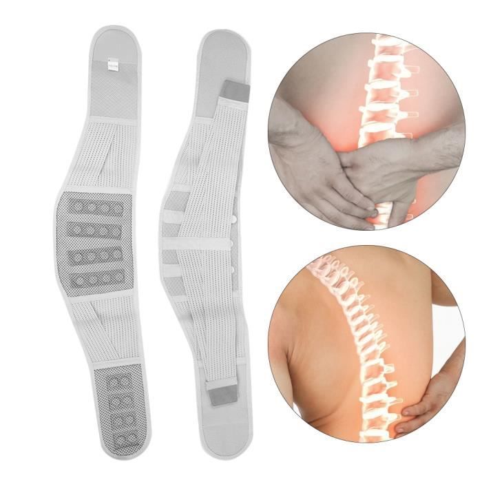 YOSOO Ceinture lombaire Ceinture de Soutien Lombaire Magnétique Attelle de Correction Lombaire à Taille Unisexe Respirante(Gris L)