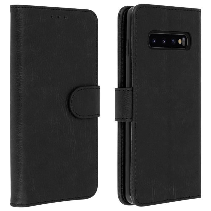 Housse Samsung Galaxy S10 Étui Portefeuille Support Stand noir Noir