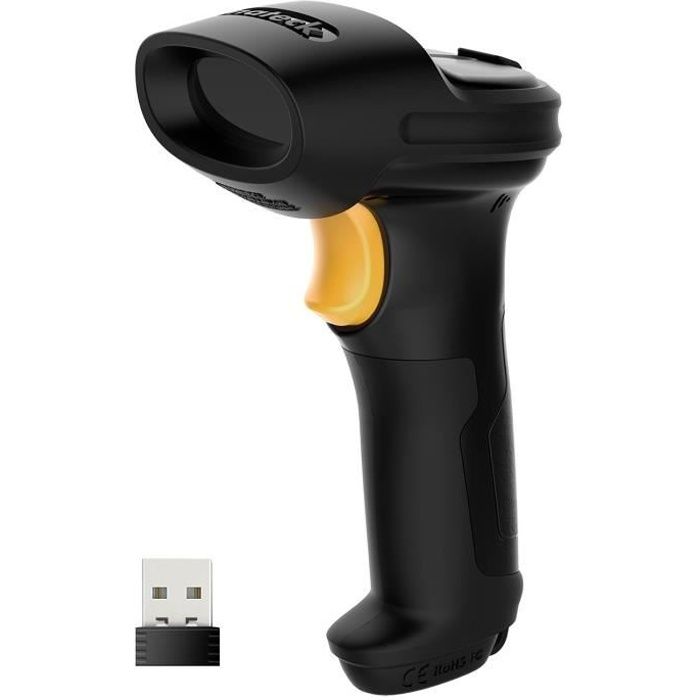 Inateck Scanner de Code-barres Laser Sans Fil 2.4GHz, 35m Scan Automatique et Précis Autonomie d''environ 15 jours BCST-60 Noir