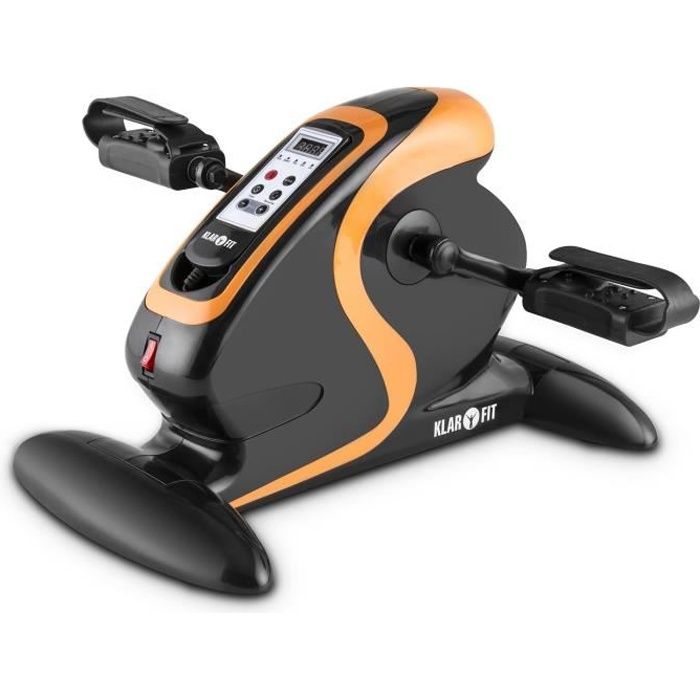 Klarfit MiniBike Appareil d'entraînement moteur, vélo portable thérapeutique 12 vitesses 120 kg télécommande + écran - noir/orange
