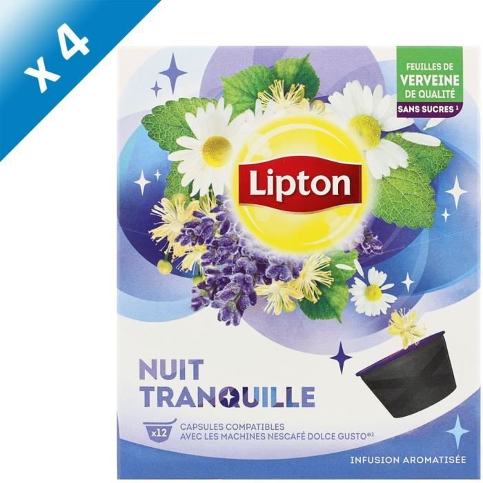 LIPTON Tisane Nuit Tranquille - Lot de 4 x 12 Capsules