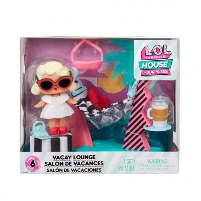 L.O.L. Surprise! LOL Surprise OMG House of Surprises - Salon DE Vacances - avec 1 poupée bébé de 7,6 cm - 8 Surprises