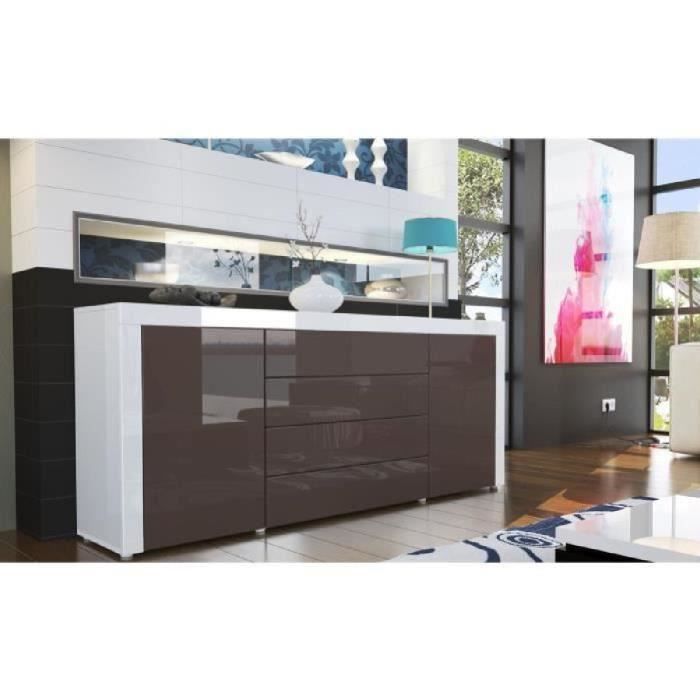 Buffet design laqué blanc / chocolat