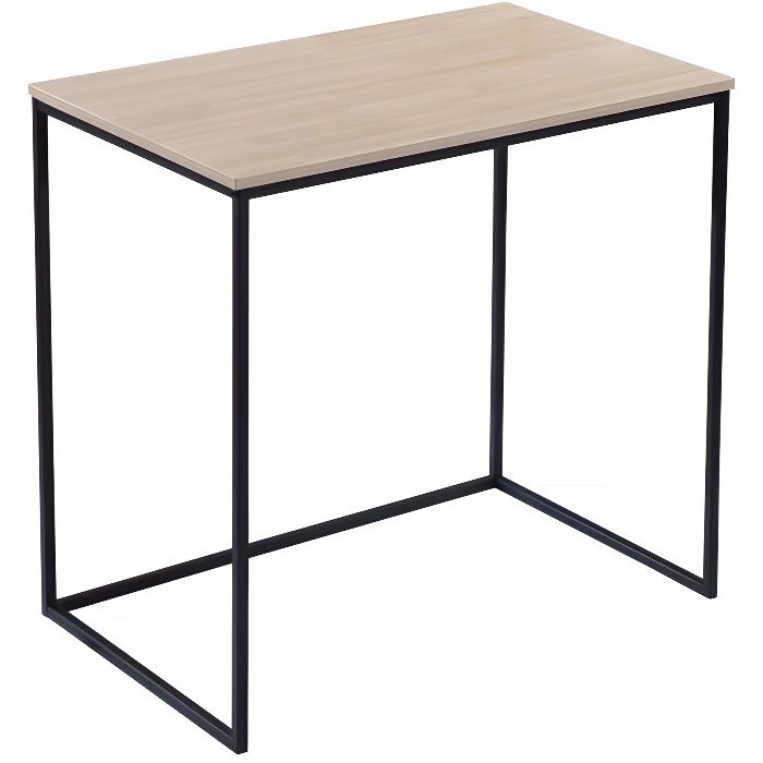 Table de bureau en bois coloris chêne nordique - noir - Longueur 80 x largeur 50 x hauteur 75 cm