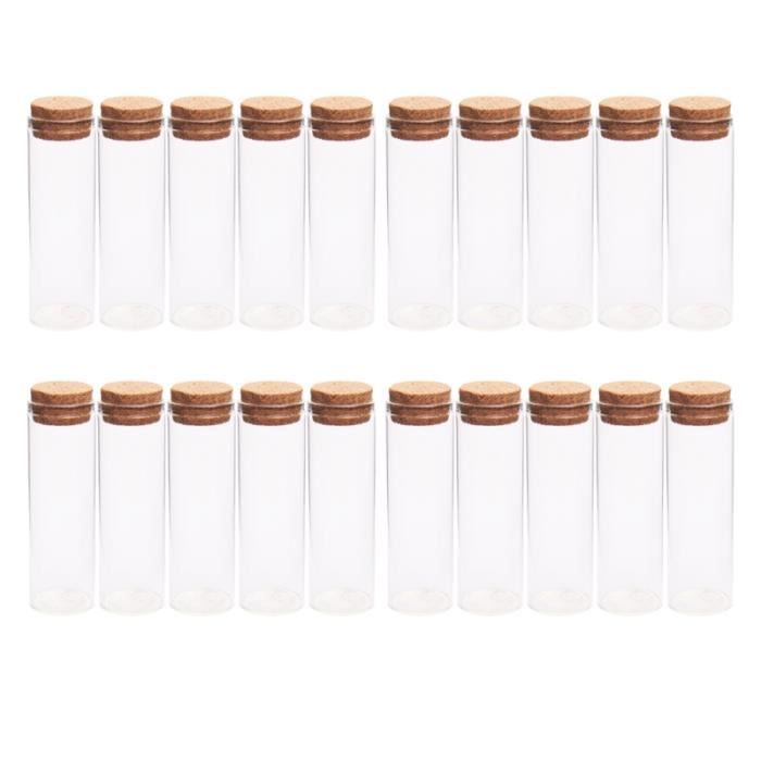 20 pcs Bouteilles En Verre De Liège Bouchons Stockage Thé Transparent Mini Bouteille CHAUSSETTE DE DEGUSTATION - CACHE-BOUTEILLE