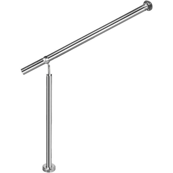 UISEBRT Rampe d'escalier en acier inoxydable pour l'intérieur et l'extérieur avec 1 poteau (80 cm)