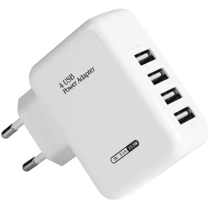 Chargeur USB 4 ports Pour iphone ipad téléphone tablette