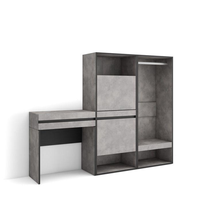 Table Console dEntrée 190x35x145 cm Avec tiroir Meuble à Chaussures Vestiaire ouvert Ciment RF3445 Table Console dEntrée 190x35x145 cm Avec tiroir Meuble à Chaussures Vestiaire ouvert Ciment RF3445