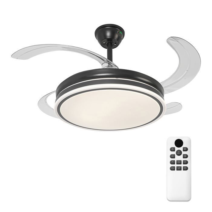 Parrot Uncle Ventilateur de Plafond 106cm Noir avec LED 36W Moteur DC Réversible Silencieux - Parrot Uncle